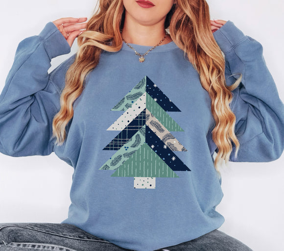 Comfort Colors Blue Quilt Tree Sweater