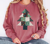 Comfort Colors Green Quilt Tree Sweater