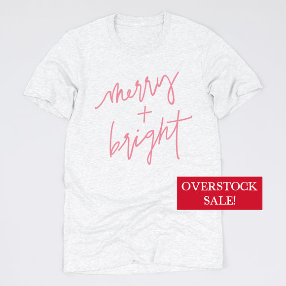 (FINAL SALE) Merry And Bright Pink Cursive Tee