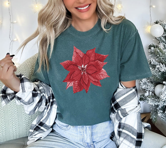 Comfort Colors Classic Christmas Poinsetta Tee