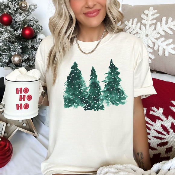 Comfort Colors Classic Christmas Green Trees Tee