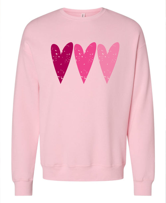 3 Ombre Hearts Drop Shoulder Bella Canvas Sweater