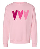3 Ombre Hearts Drop Shoulder Bella Canvas Sweater